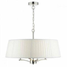 CRISTIN polished nickel 4 bulb ceiling pendant with ivory shade