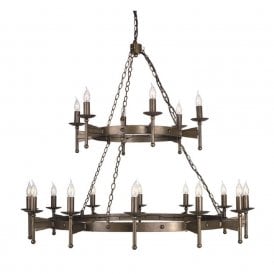 CROMWELL very large wrought iron Medieval chandelier
