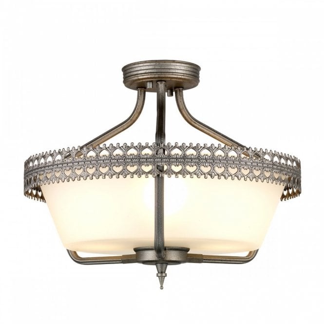 CROWN traditional dual mount ceiling light fits semi-flush or as a pendant