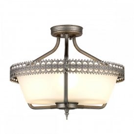 CROWN traditional dual mount ceiling light fits semi-flush or as a pendant
