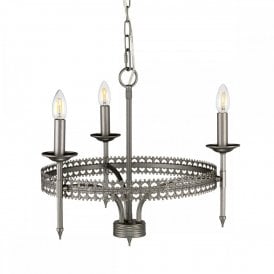 CROWN traditional medieval style hoop chandelier with 3 candle lights