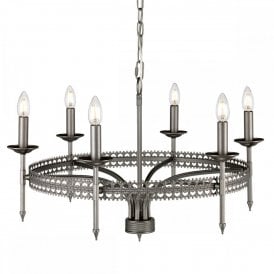 CROWN traditional medieval style hoop chandelier with 6 candle lights