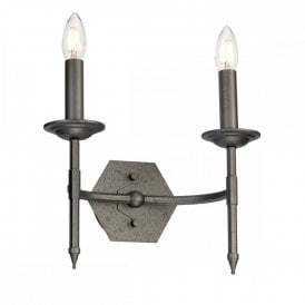 CROWN traditional medieval style wall light in iron grey finish