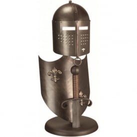 CRUSADER Medieval burnished bronze table lamp