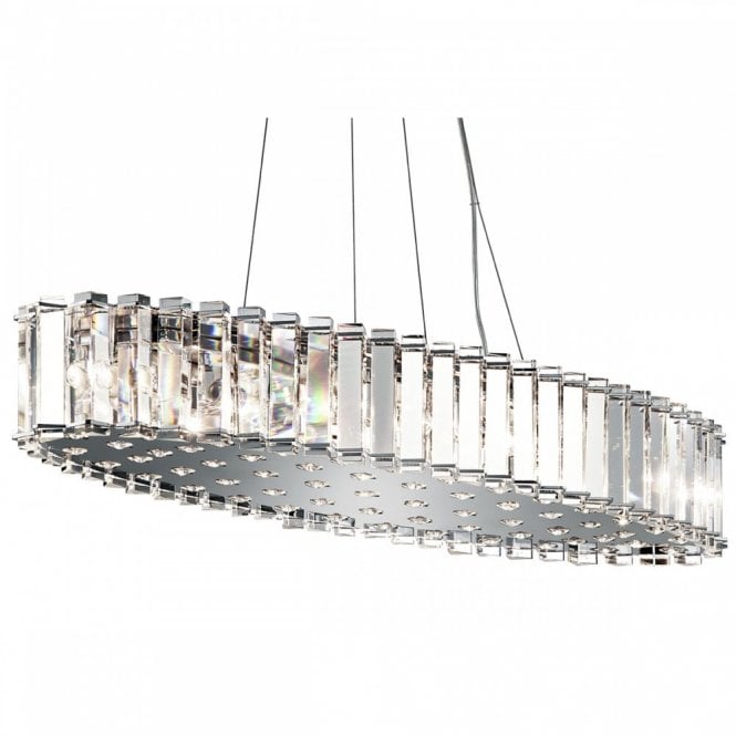 CRYSTAL SKYE large IP44 oval chandelier for over table or kitchen island, safe for bathroom use too!
