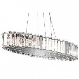 CRYSTAL SKYE large IP44 oval chandelier for over table or kitchen island, safe for bathroom use too!