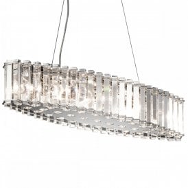 CRYSTAL SKYE oval chandelier for over table or kitchen island, safe for bathroom use too!