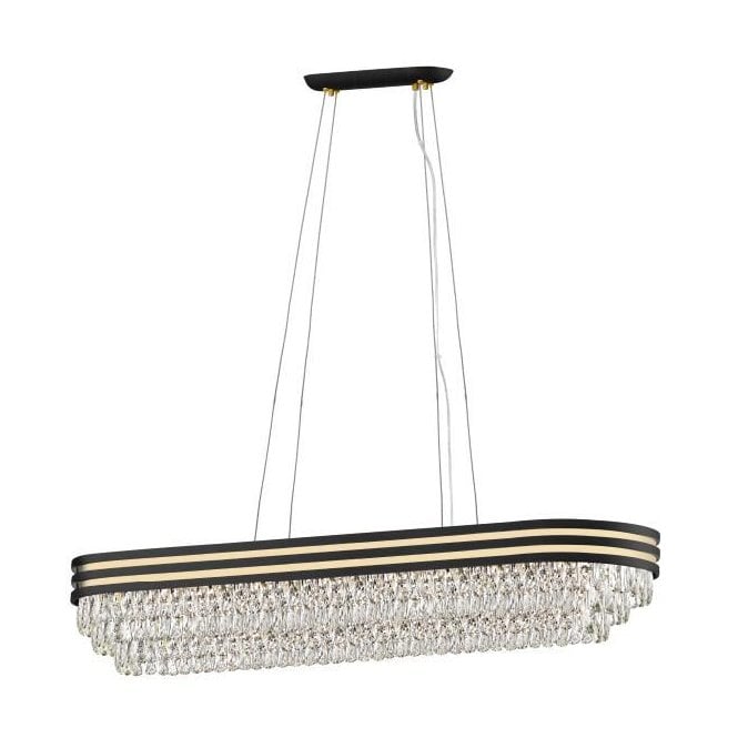 CUBA 11 Light Ceiling Pendant Crys Bar Gold Matt Black