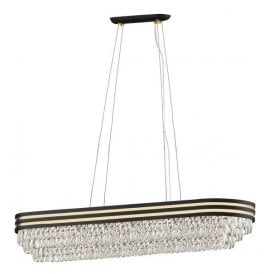 CUBA 11 Light Ceiling Pendant Crys Bar Gold Matt Black