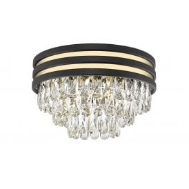 CUBA 4 Light Ceiling Flush Light Gold Matt Black