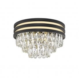 CUBA 4 Light Ceiling Flush Light Gold Matt Black
