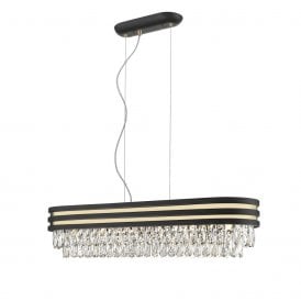 CUBA 6 Light Ceiling Pendant Crystal Bar Gold Matt Black