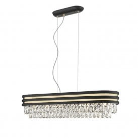 CUBA 6 Light Ceiling Pendant Crystal Bar Gold Matt Black