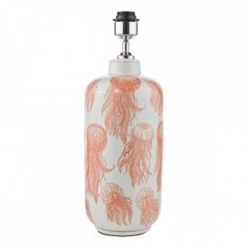 ceramic table lamp with coral pink jellyfish