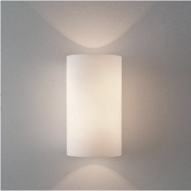 CYL contemporary cylindrical wall light with white glass shade - medium
