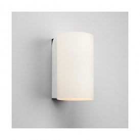 CYL contemporary cylindrical wall light with white glass shade - small