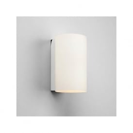 CYL contemporary cylindrical wall light with white glass shade - small