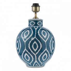 blue and white patterned ceramic table lamp