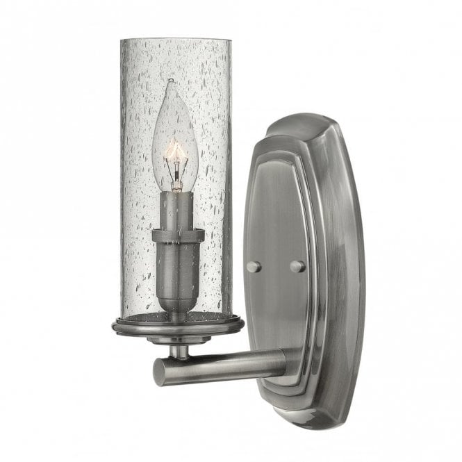 DAKOTA rustic chic nickel wall light with seeded glass shade