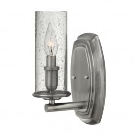 DAKOTA rustic chic nickel wall light with seeded glass shade