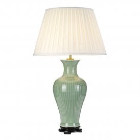 DALIAN Oriental jade green vase table lamp with pleated ivory shade