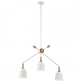 DANIKA modern white mid-century linear ceiling light with wood detailing