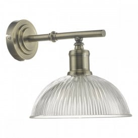 DARA traditional antique brass wall light with prismatic glass shade