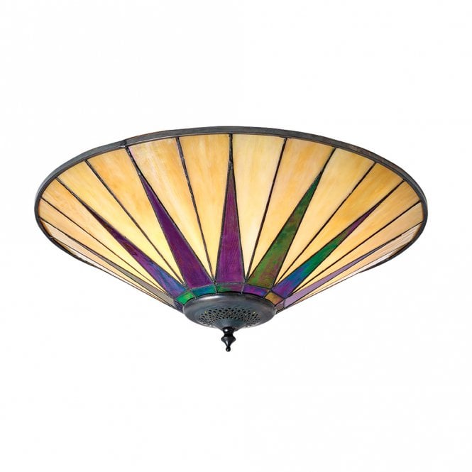 DARK STAR flush fitting Tiffany Art Deco light for low ceilings
