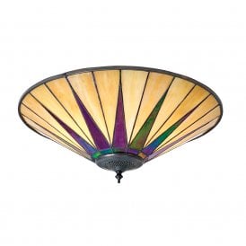 DARK STAR flush fitting Tiffany Art Deco light for low ceilings