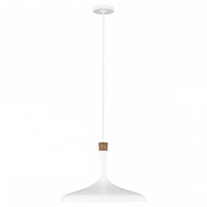 DARWIN modern matt white ceiling pendant with wooden detailing