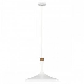 DARWIN modern matt white ceiling pendant with wooden detailing
