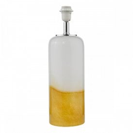 yellow and white glass table lamp