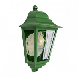 green half wall exterior light in a deco style