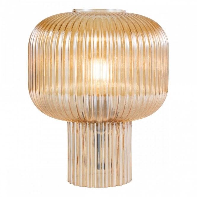 Demarius Amber Ribbed Glass Table Lamp