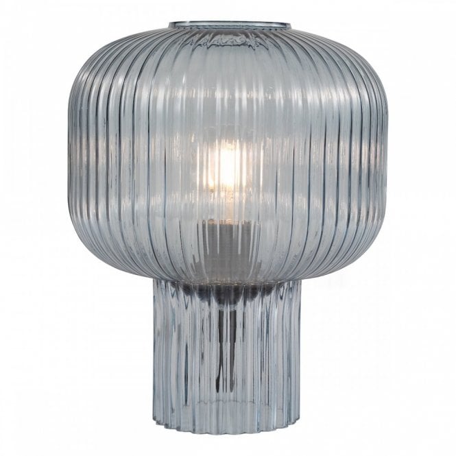 Demarius Blue Ribbed Glass Table Lamp