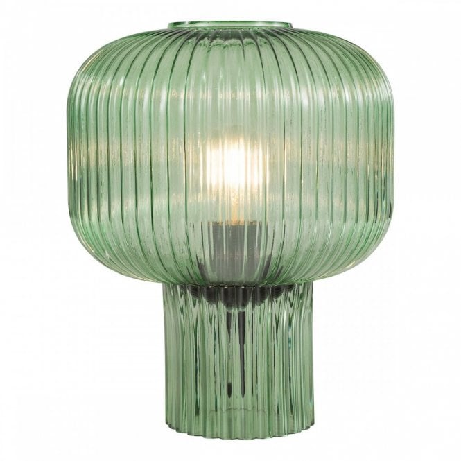 Demarius Green Ribbed Glass Table Lamp