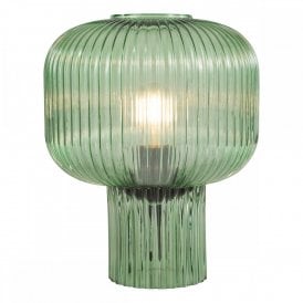 ribbed green glass table lamp