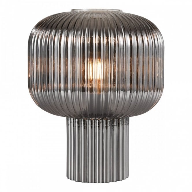 Demarius Smoked Ribbed Glass Table Lamp