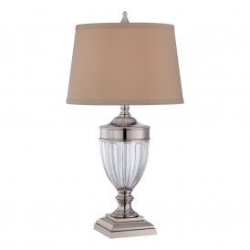 DENNISON glass and nickel urn shaped table lamp with shade
