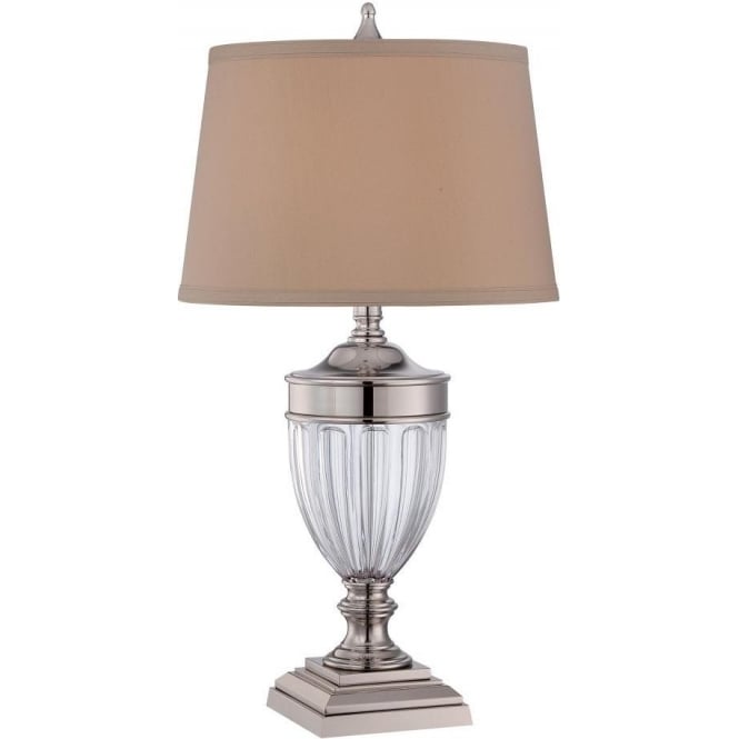 DENNISON glass and nickel urn shaped table lamp with shade