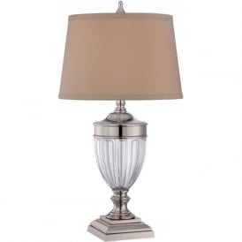 DENNISON glass and nickel urn shaped table lamp with shade