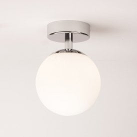DENVER IP44 bathroom ceiling light with opal glass shade