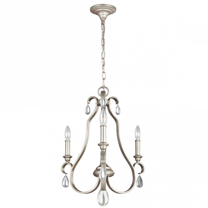 DEWITT traditional 3 light French provincial chandelier with crystal teardrops