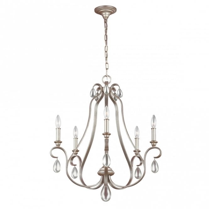 DEWITT traditional 5 light French provincial chandelier with crystal teardrops