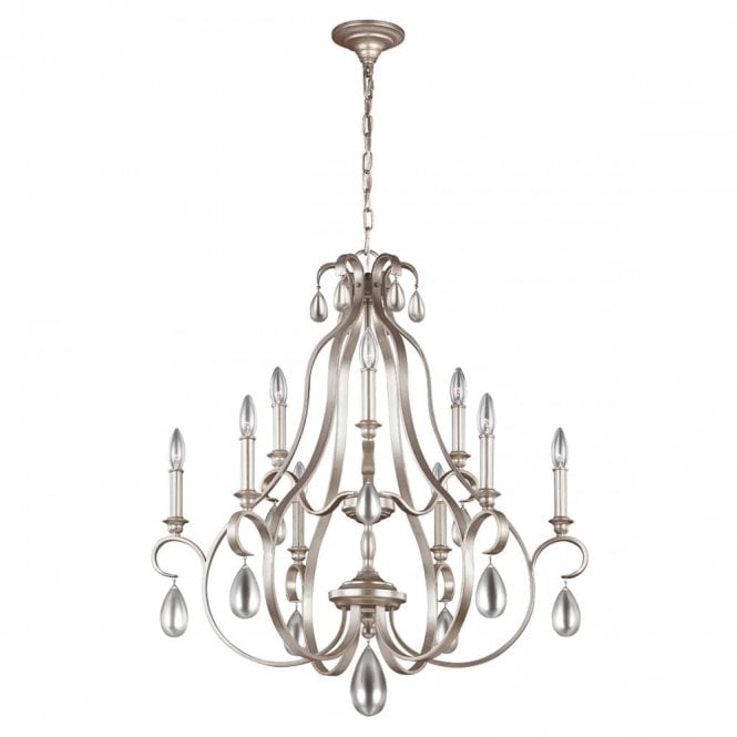 DEWITT traditional 9 light French provincial chandelier with crystal teardrops