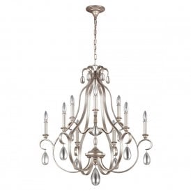 DEWITT traditional 9 light French provincial chandelier with crystal teardrops