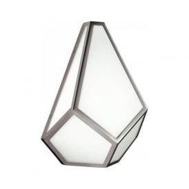 Geometric Design Wall Light with Faceted Opal Acrylic Edged in Nickel