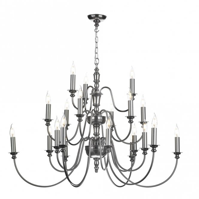 DICKENS large 21 light pewter chandelier in classic Regency style