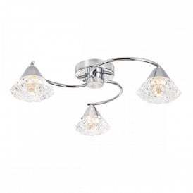 polished chrome semi flush ceiling light with crystal effect shades