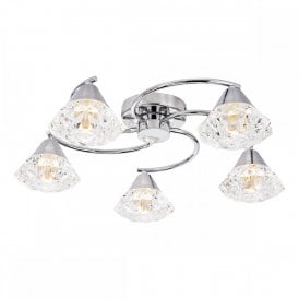 polished chrome semi flush with crystal effect shades